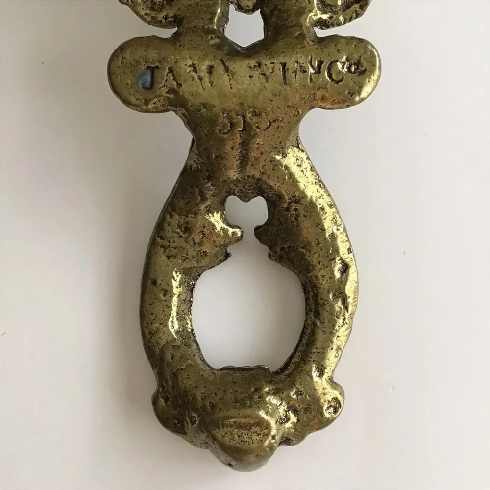 Brass Door Knocker 8 1/2” Byzantine Style Burnished Scroll Ornate Heavy Vintage - Picture 7 of 12